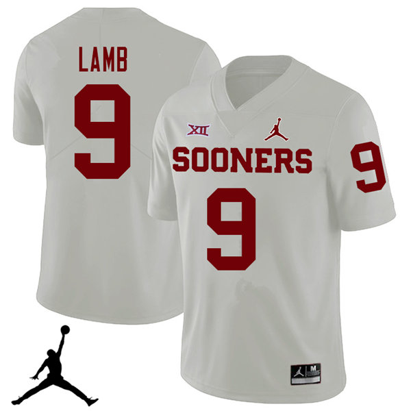 Jordan Brand Men #9 CeeDee Lamb Oklahoma Sooners 2018 College Football Jerseys Sale-White